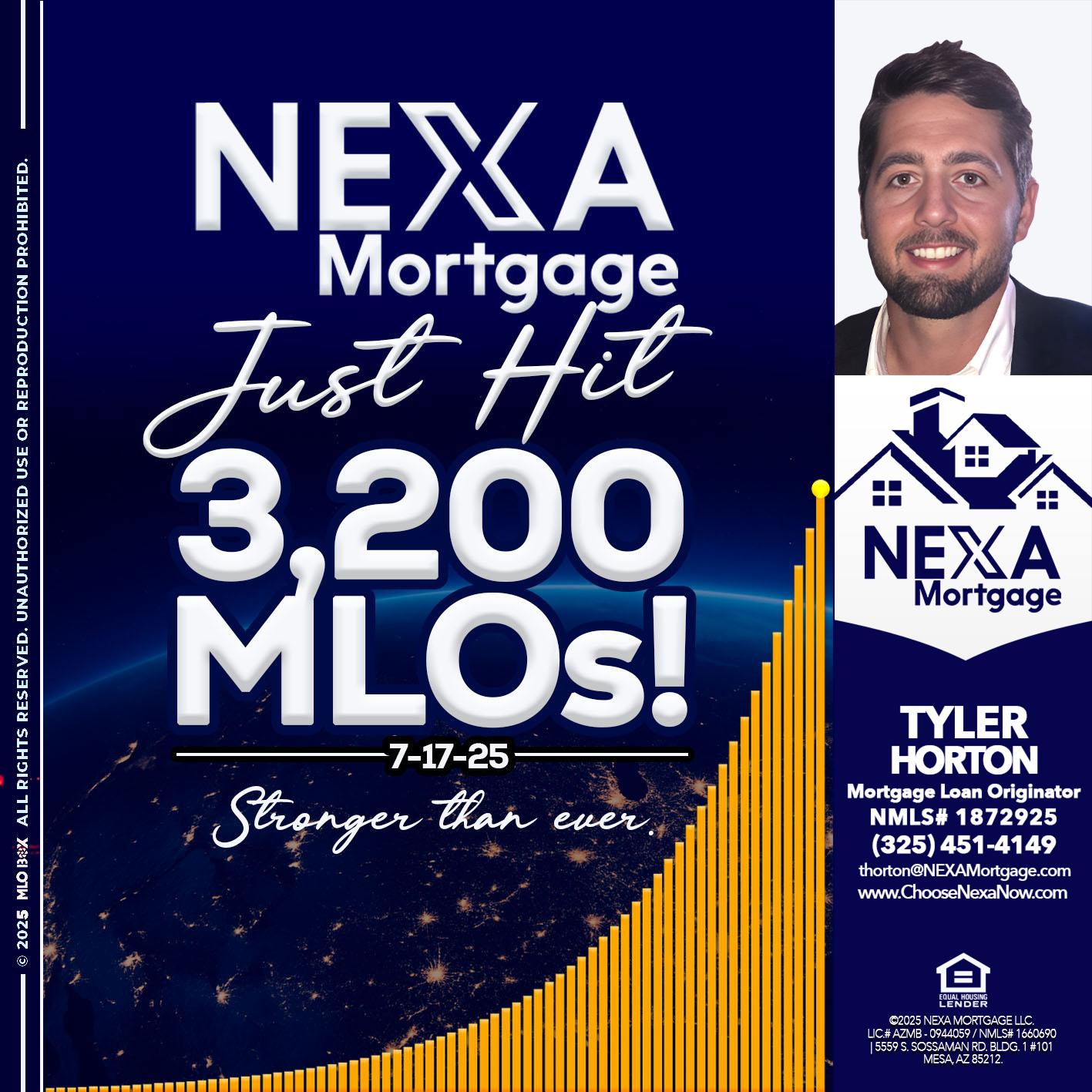 JUST HIT 3,200 MLOs - Tyler Horton -Mortgage Loan Originator