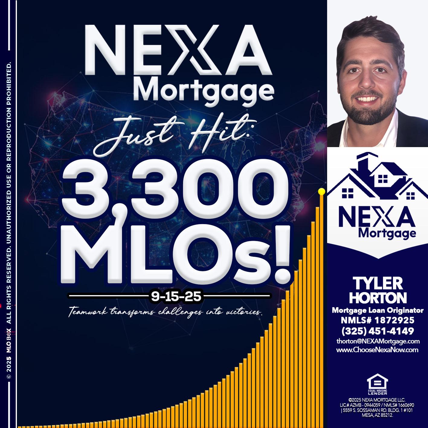 NEXA JUST HIT 3300 MLOS - Tyler Horton -Mortgage Loan Originator