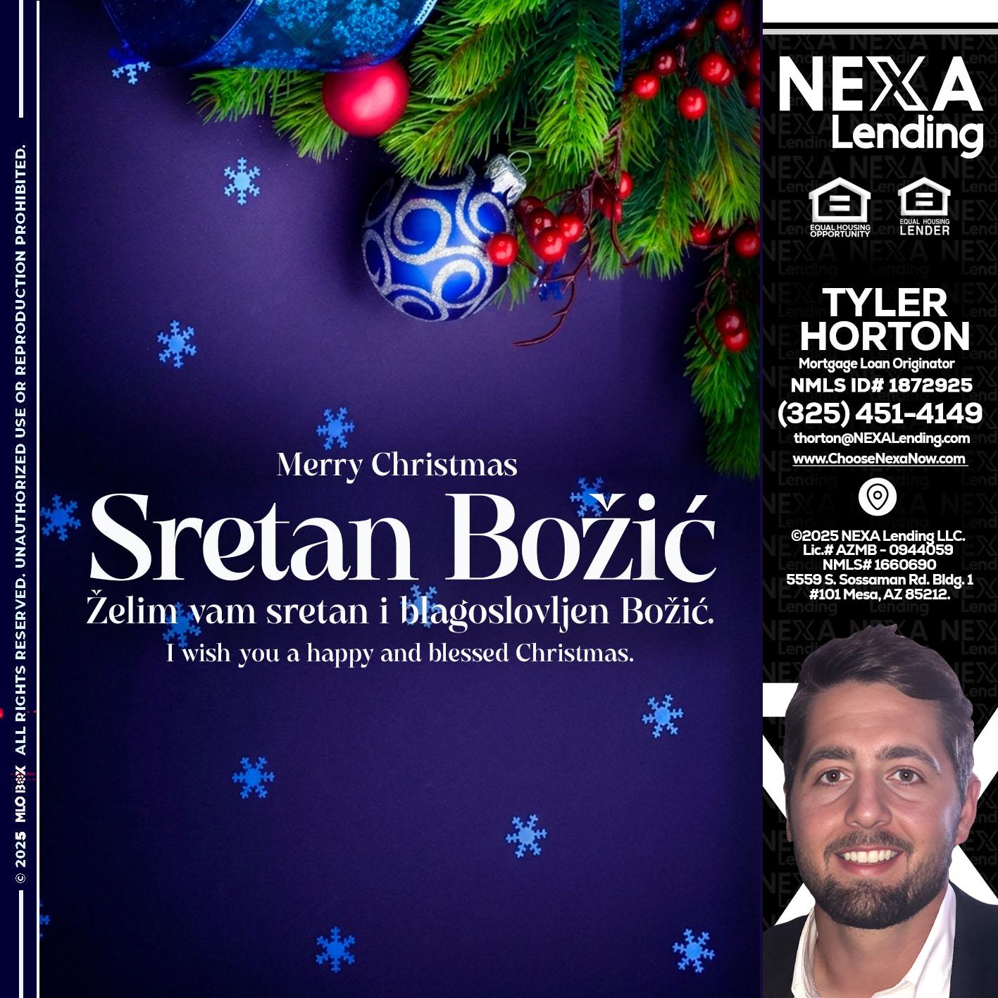 Sretan Božić - Tyler Horton -Mortgage Loan Originator