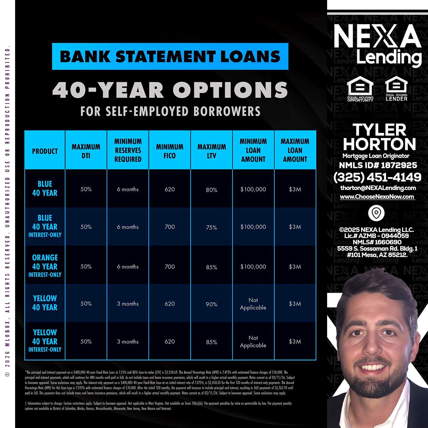 40 YR. OPTIONS - Tyler Horton -Mortgage Loan Originator