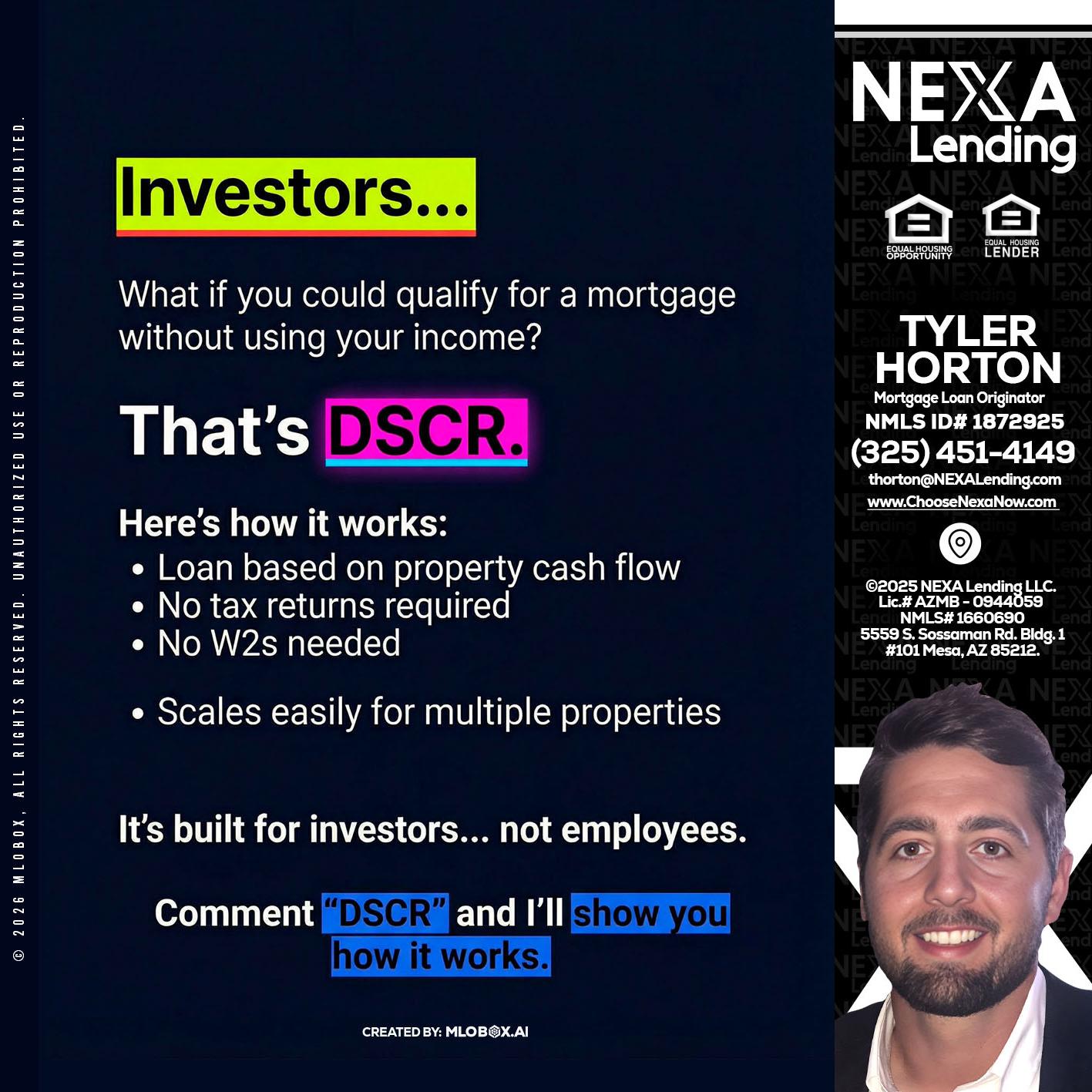 INVESTORS - Tyler Horton -Mortgage Loan Originator