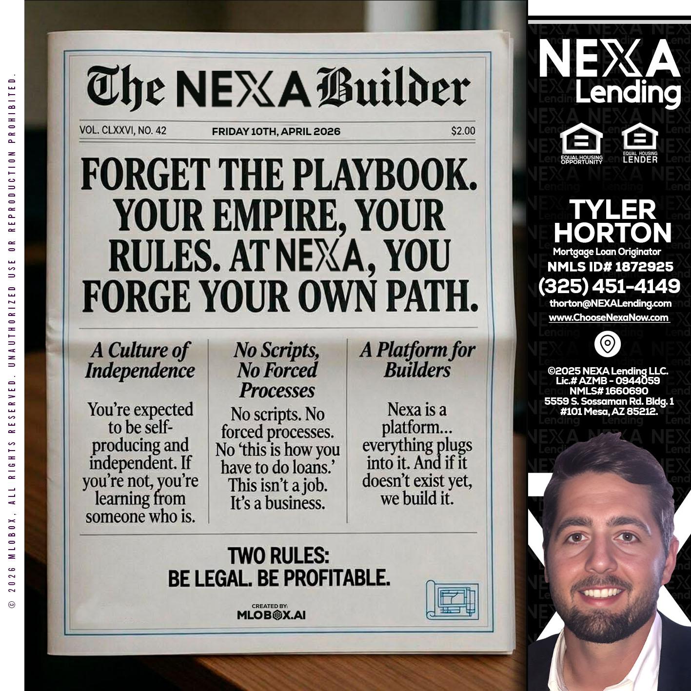 THE NEXA BUILDER - Tyler Horton -Mortgage Loan Originator