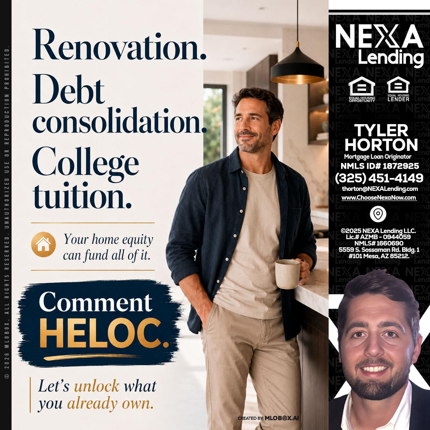 RENOVATION DEBT - Tyler Horton -Mortgage Loan Originator